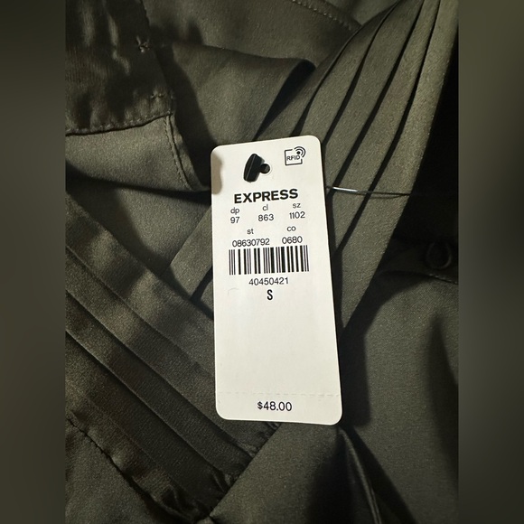 Express Olive Green Satin Crosscross Halter Top. NWT. - Picture 5 of 5